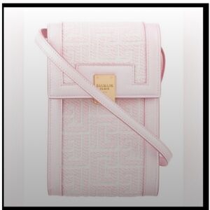 *Balmain* PRISTINE Leather Trimmed Pink Canvas Monogram Crossbody